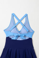 Load image into Gallery viewer, Rose Red Crisscross Straps Tie Back Flared One Piece Swimsuit - Fashion Queen
