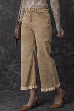 Load image into Gallery viewer, Peach Blossom Acid Washed High Rise Cropped Wide Leg Jeans
