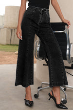 Load image into Gallery viewer, Dark Blue Plain Seam Detail Flared Bottom Ankle Length Jeans - Fashion Queen -  28
