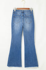 Load image into Gallery viewer, Ashleigh Blue Cut out Side Frayed Hemline Flare Jeans
