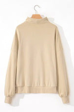 Load image into Gallery viewer, Light Grey Zip-up Stand Neck Kangaroo Pocket Sweatshirt - Fashion Queen
