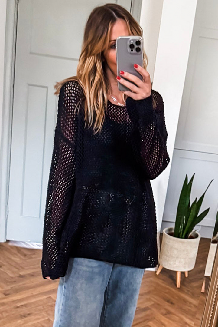 Coral Crochet Hollow-out Jumper Top Sweater - Fashion Queen -  11