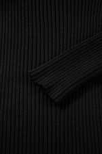 Load image into Gallery viewer, Black Ribbed Knit Cold Shoulder Choker Neck Sweater - Fashion Queen -  10
