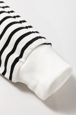 Load image into Gallery viewer, Black Stripe Raglan Sleeve Side Slits Loose Sweatshirt
