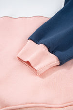 Load image into Gallery viewer, Pink Colorblock Patchwork Half Button Baggy Sweatshirt

