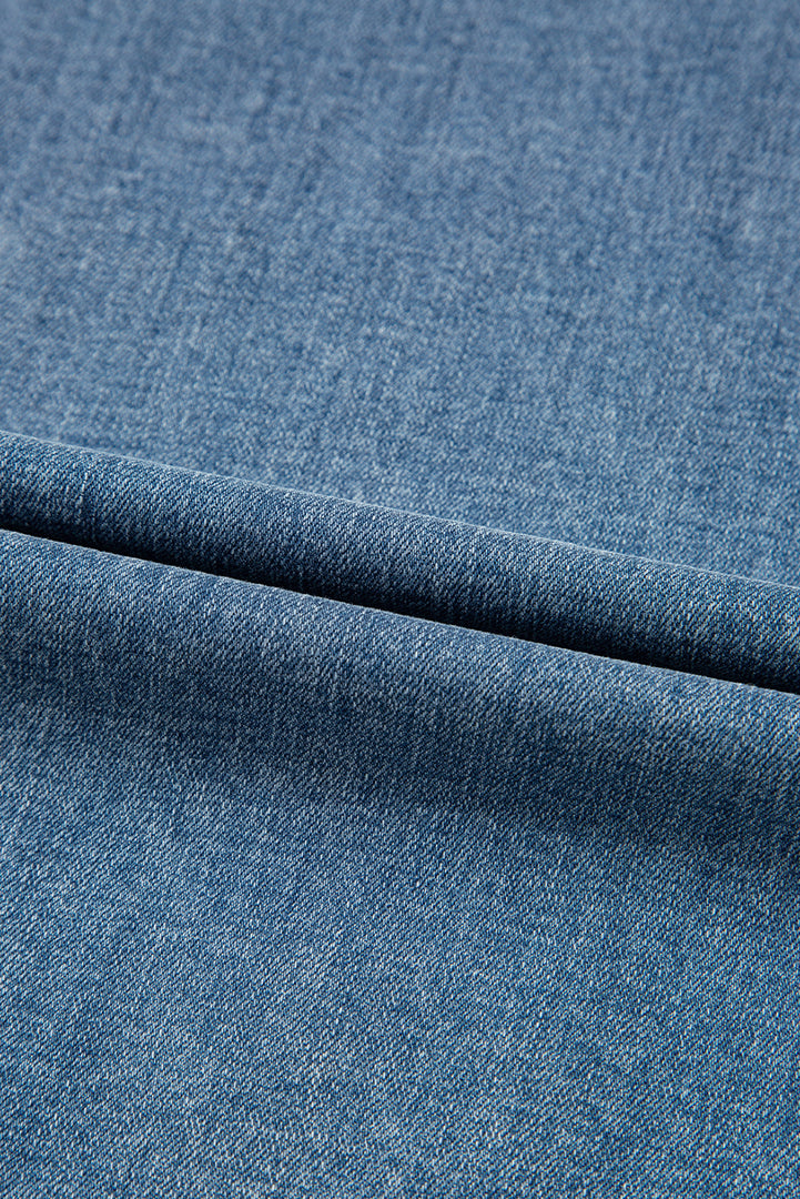 Dusk Blue Medium Wash Super Wide Leg Denim Pants