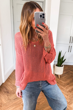 Load image into Gallery viewer, Coral Crochet Hollow-out Jumper Top Sweater - Fashion Queen -  4
