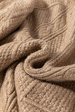Load image into Gallery viewer, Coffee Cable Knit Drop Shoulder Loose Fit Sweater Dress - Fashion Queen
