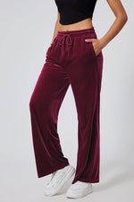 Load image into Gallery viewer, Black Solid Drawstring Waist Wide Leg Pants - Fashion Queen
