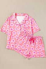 Load image into Gallery viewer, Flower Print Short Sleeve Shirt Pajamas Set - Fashion Queen
