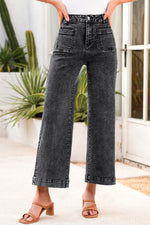 Load image into Gallery viewer, Blue Chic Patch Pocket Straight Leg Loose Jeans

