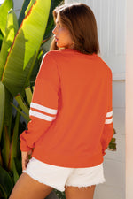 Load image into Gallery viewer, Fiery Red Varsity Striped Detail Drop Shoulder Oversized Sweatshirt
