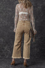 Load image into Gallery viewer, Peach Blossom Acid Washed High Rise Cropped Wide Leg Jeans
