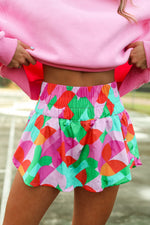 Load image into Gallery viewer, Purple Abstract Print Smock Waist Casual Shorts
