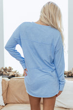 Load image into Gallery viewer, Myosotis Notched Neck Terry Raw Hem Long Sleeve Top
