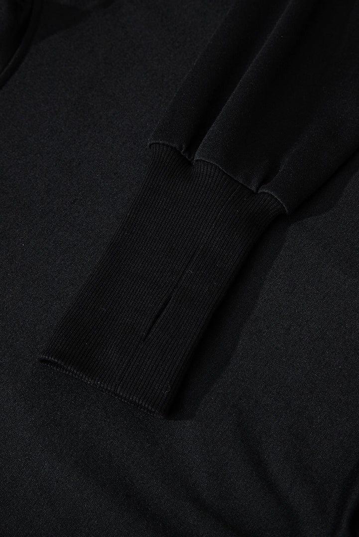 Black Double Zipper Hooded Jacket and Sweatpants Active Set