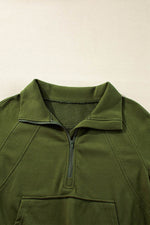 Load image into Gallery viewer, Valerian Quarter Zip Stand Neck Kangaroo Pocket Sweatshirt - Fashion Queen
