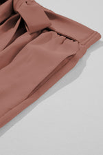 Load image into Gallery viewer, Coffee High Waisted Tie Front Side Pocket Wide Leg Flowy Casual Pants
