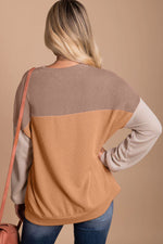 Load image into Gallery viewer, Multicolor Color Block Long Sleeve Ribbed Loose Top - Fashion Queen -  20
