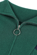 Load image into Gallery viewer, Blue Striped O-ring Zip Collared Loose Sweater Mini Dress

