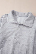 Load image into Gallery viewer, Valerian Quarter Zip Stand Neck Kangaroo Pocket Sweatshirt - Fashion Queen
