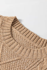 Load image into Gallery viewer, Coffee Cable Knit Drop Shoulder Loose Fit Sweater Dress - Fashion Queen
