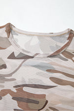 Load image into Gallery viewer, Green Western Fashion Camouflage Print Mesh Long Sleeve Top
