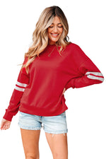 Load image into Gallery viewer, Fiery Red Varsity Striped Detail Drop Shoulder Oversized Sweatshirt
