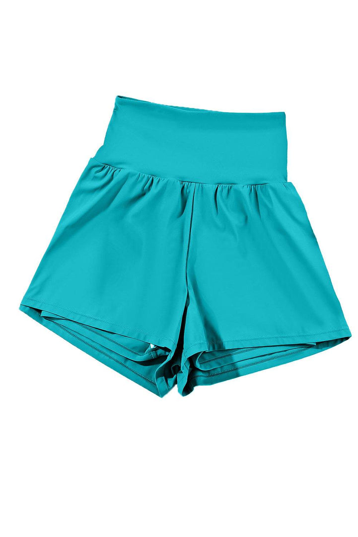 Black Pocketed Wide Waistband Swim Shorts - Fashion Queen