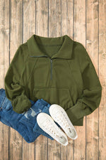 Load image into Gallery viewer, Valerian Quarter Zip Stand Neck Kangaroo Pocket Sweatshirt - Fashion Queen
