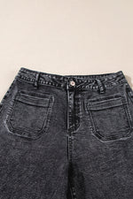 Load image into Gallery viewer, Blue Chic Patch Pocket Straight Leg Loose Jeans

