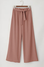 Load image into Gallery viewer, Coffee High Waisted Tie Front Side Pocket Wide Leg Flowy Casual Pants
