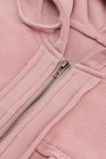Load image into Gallery viewer, Black Flap Pocket Drawstring Hood Zip Up Jacket
