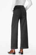 Load image into Gallery viewer, Dark Blue Plain Seam Detail Flared Bottom Ankle Length Jeans

