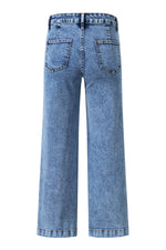 Load image into Gallery viewer, Blue Chic Patch Pocket Straight Leg Loose Jeans
