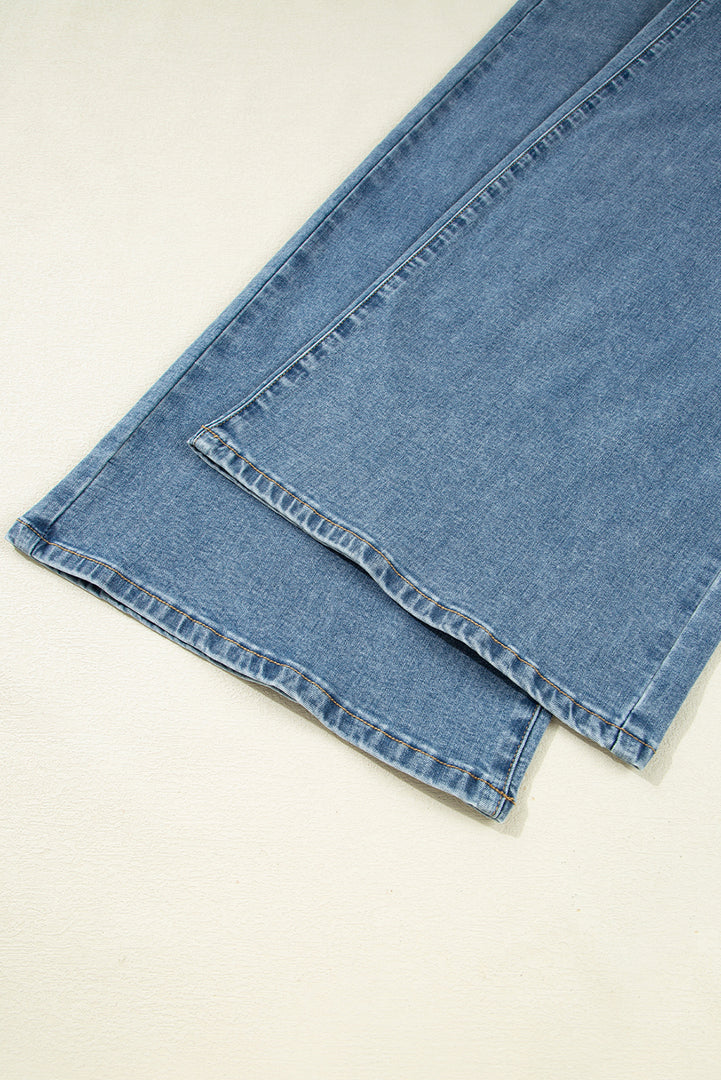 Dusk Blue Medium Wash Super Wide Leg Denim Pants
