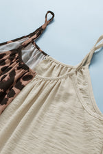 Load image into Gallery viewer, Khaki Leopard Contrast Patchwork Spaghetti Strap Tank Top
