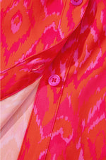 Load image into Gallery viewer, Strawberry Pink Western Aztec Geometric Ruffled 3/4 Sleeve Shirt
