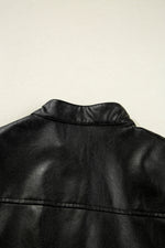 Load image into Gallery viewer, Black Faux Leather Buttoned Front Boxy Jacket
