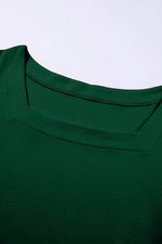Load image into Gallery viewer, Black Plus Size Square Neck Ruched Shoulder Short Sleeve Top - Fashion Queen
