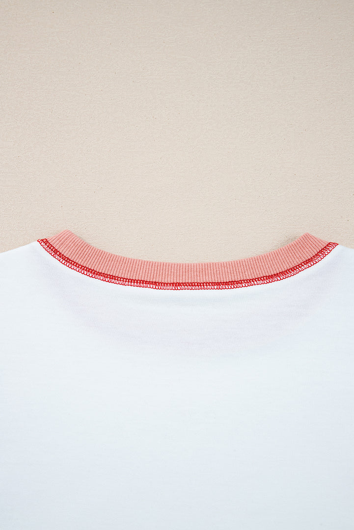 White Stripe Colorblock Patchwork Contrast Stitching Oversize Sweatshirt