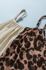 Load image into Gallery viewer, Khaki Leopard Contrast Patchwork Spaghetti Strap Tank Top
