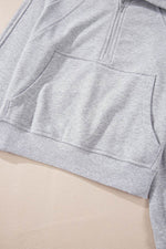 Load image into Gallery viewer, Valerian Quarter Zip Stand Neck Kangaroo Pocket Sweatshirt - Fashion Queen
