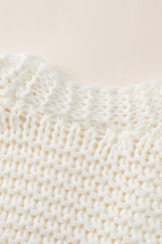 Load image into Gallery viewer, White Chunky Oversize Knit Drop Shoulder Puff Sleeve Cardigan
