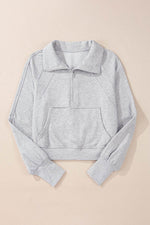 Load image into Gallery viewer, Valerian Quarter Zip Stand Neck Kangaroo Pocket Sweatshirt - Fashion Queen
