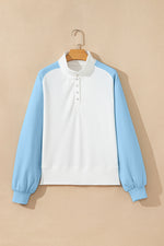 Load image into Gallery viewer, Beau Blue Colorblock Snap Buttons Pullover Sweatshirt
