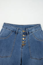 Load image into Gallery viewer, Ashleigh Blue Multi Buttons High Waist Wide Leg Jeans With Pockets
