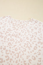Load image into Gallery viewer, Beige Cheetah V Neck Tee and Pants Lounge Set
