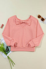Load image into Gallery viewer, Black Bowknot Dewback Round Neck Sweatshirt - Fashion Queen
