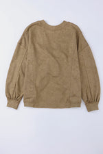 Load image into Gallery viewer, Khaki Exposed Seam Twist Open Back Oversized Sweatshirt
